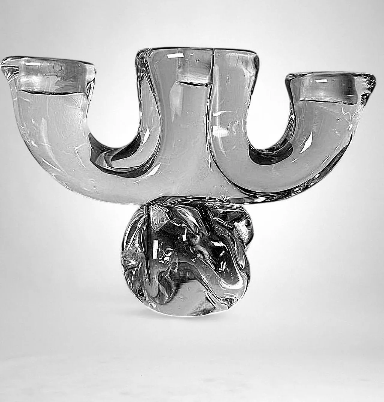 Art Deco candle holder in crystal De Vannes, 1930s 4