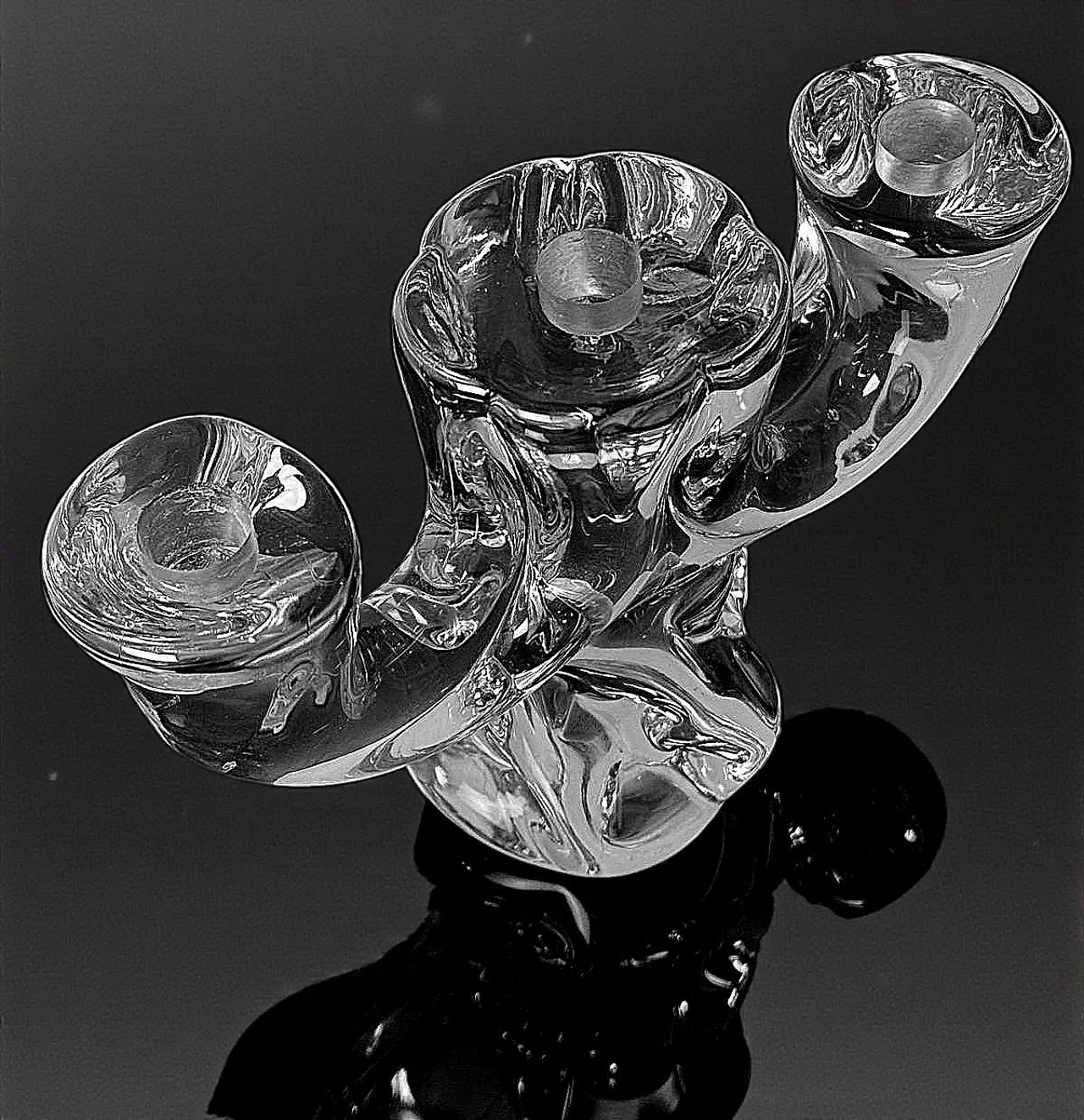 Art Deco candle holder in crystal De Vannes, 1930s 5