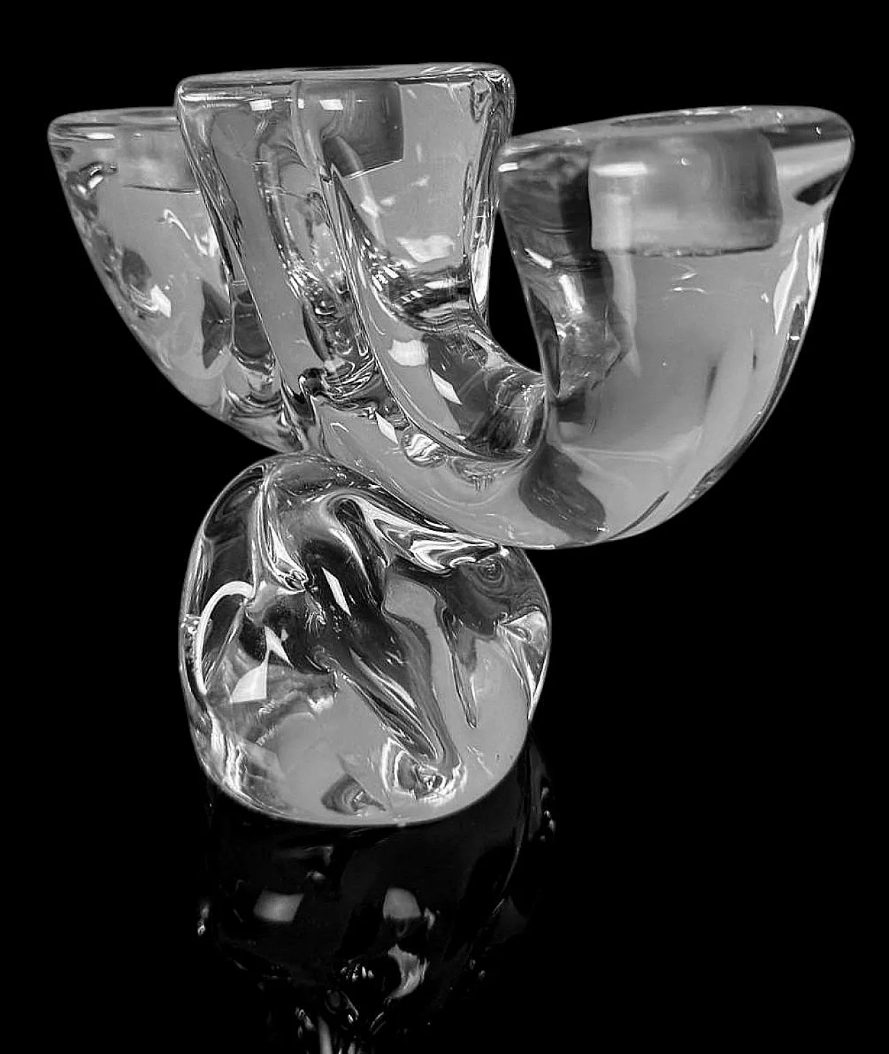 Art Deco candle holder in crystal De Vannes, 1930s 7