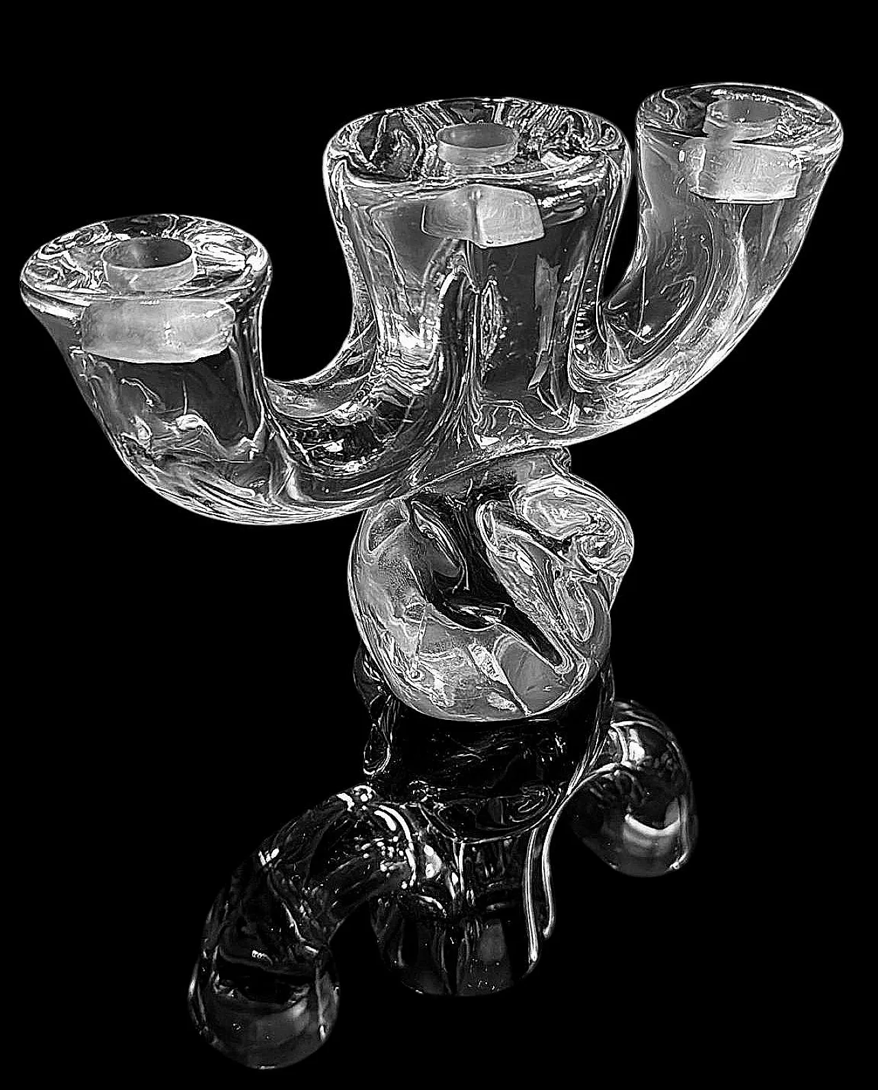 Art Deco candle holder in crystal De Vannes, 1930s 8
