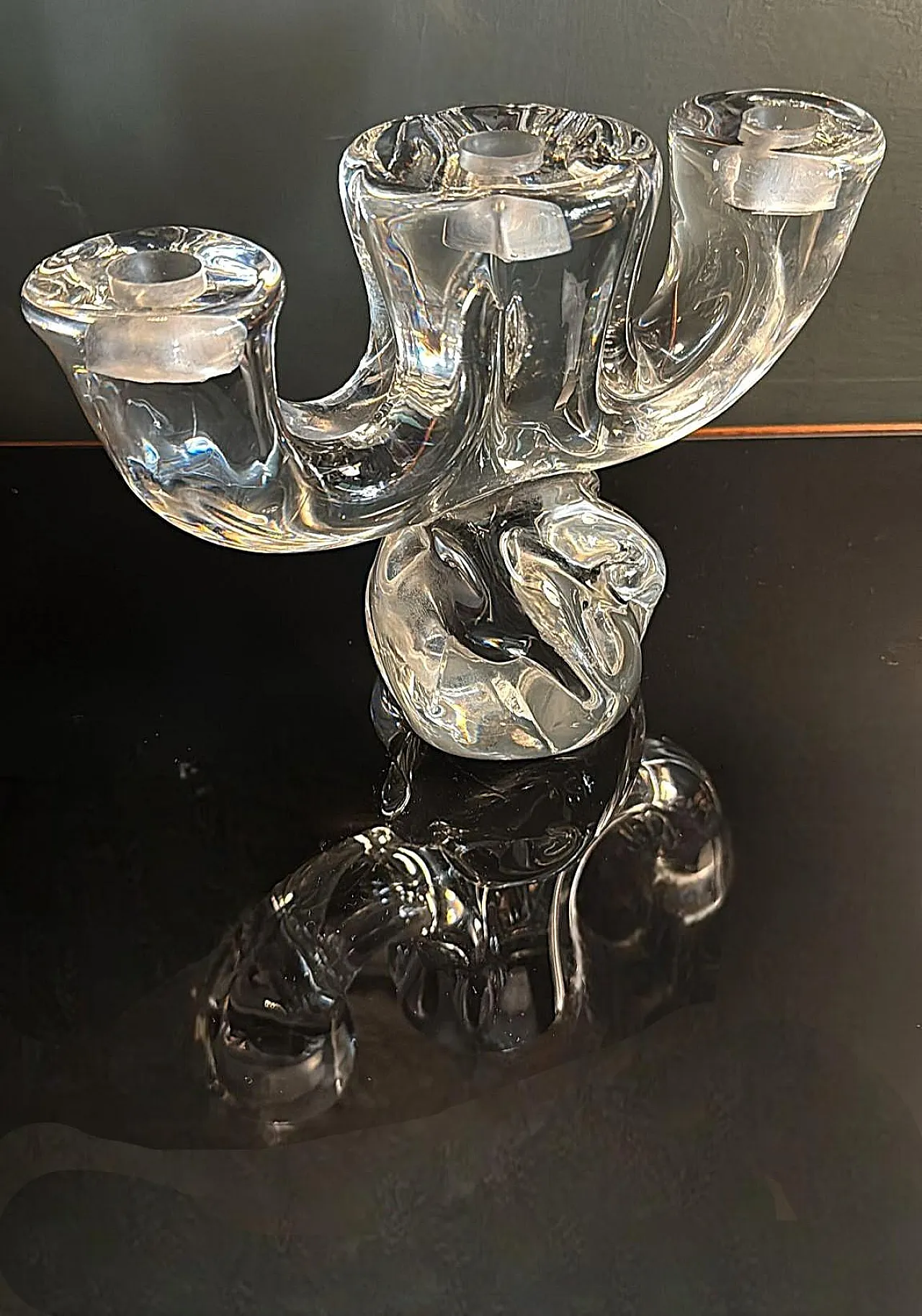 Art Deco candle holder in crystal De Vannes, 1930s 13