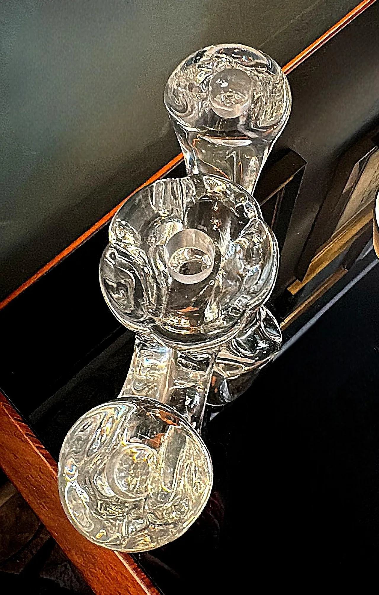 Art Deco candle holder in crystal De Vannes, 1930s 14