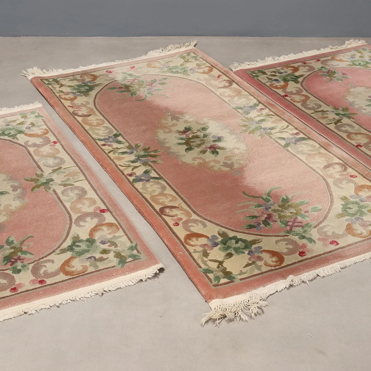 3 Tappeti Pechino, in cotone e lana, nodo grosso, fatti a mano, '900 1