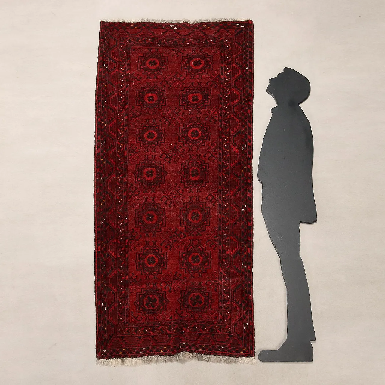 Tappeto Bukhara in lana, nodo grosso, realizzato a mano, '900 2