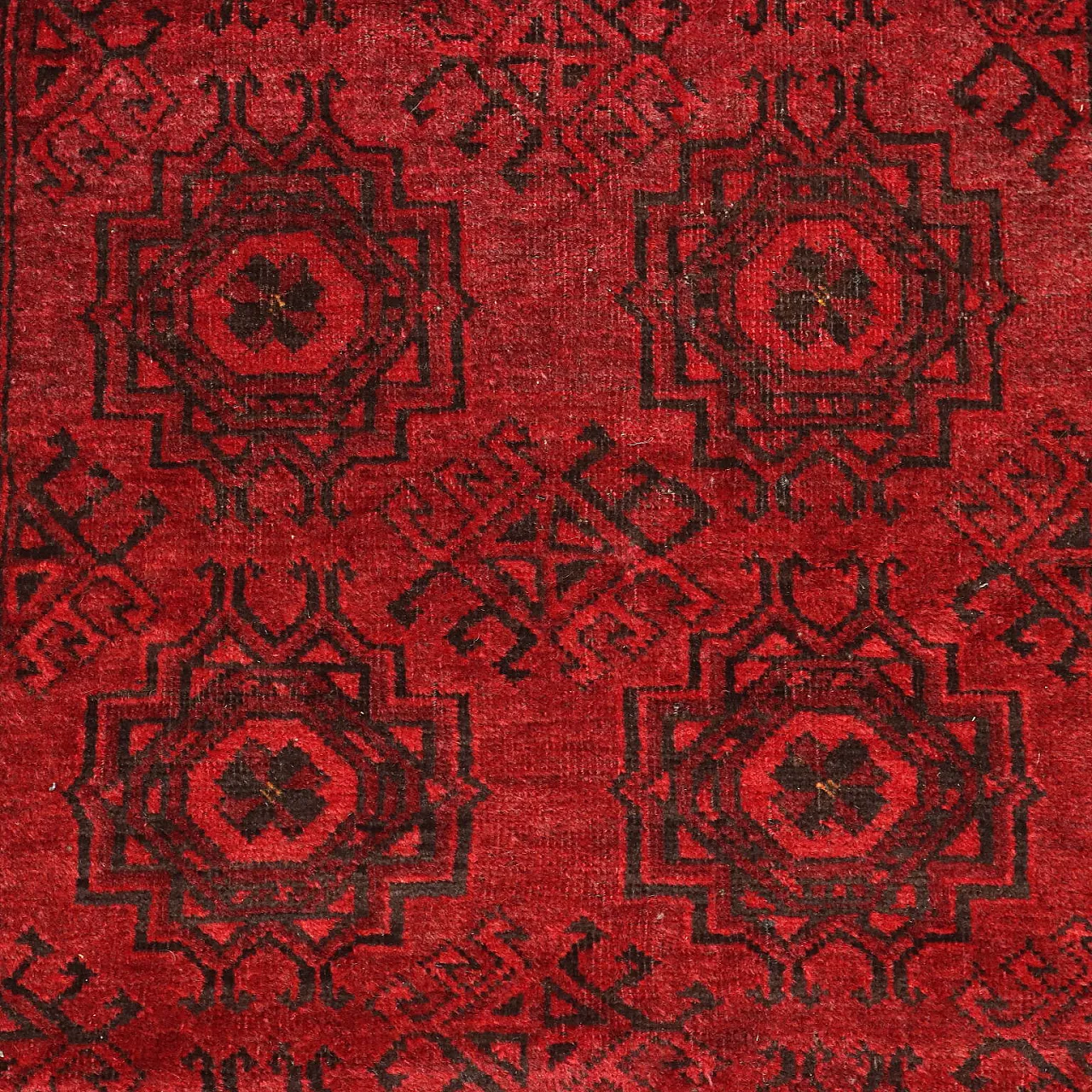 Tappeto Bukhara in lana, nodo grosso, realizzato a mano, '900 4