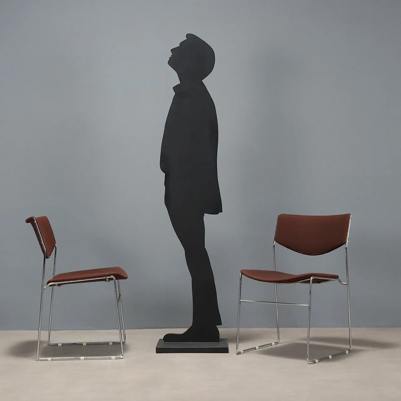 Coppia di sedie in metallo cromato, espanso e tessuto, '900 2