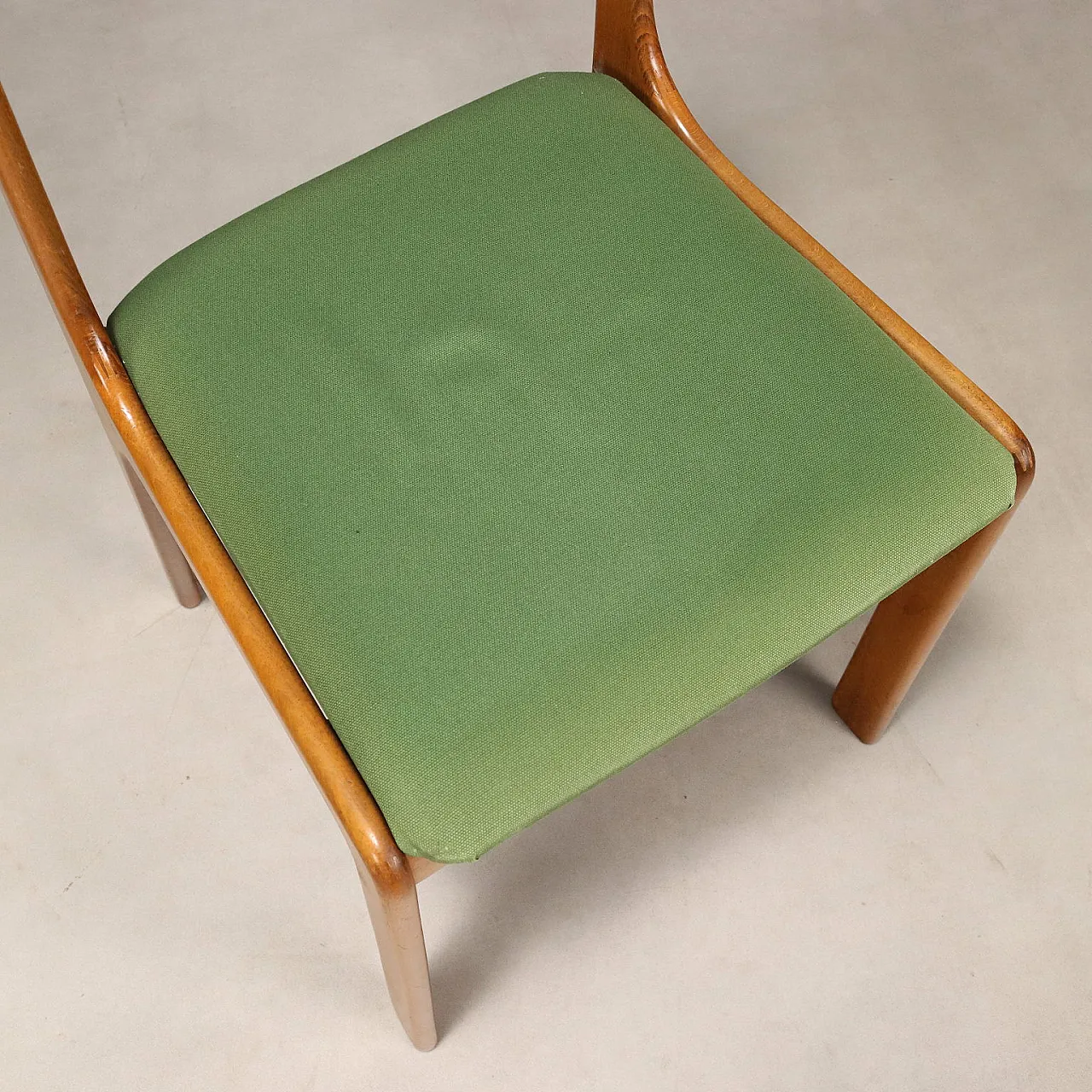 4 Sedie in legno di faggio, imbottitura in espanso, tessuto, '900 6