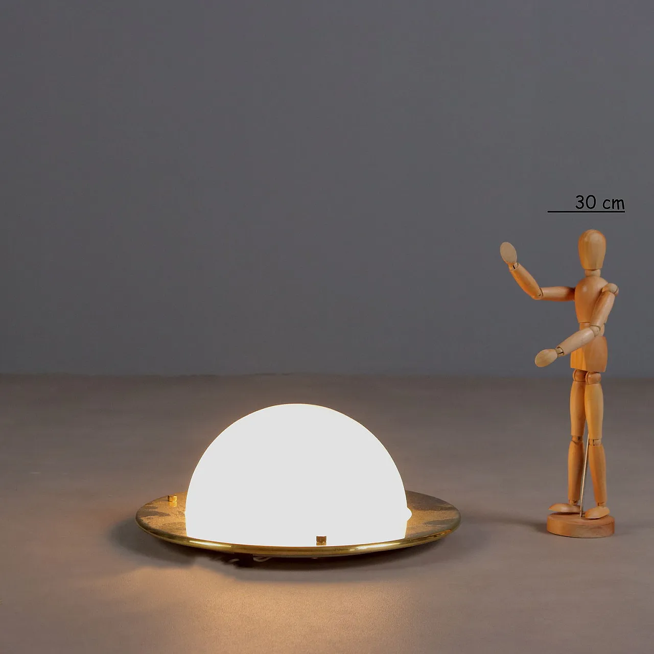 Ceiling lamp in brass and milky glass, 1960s 2