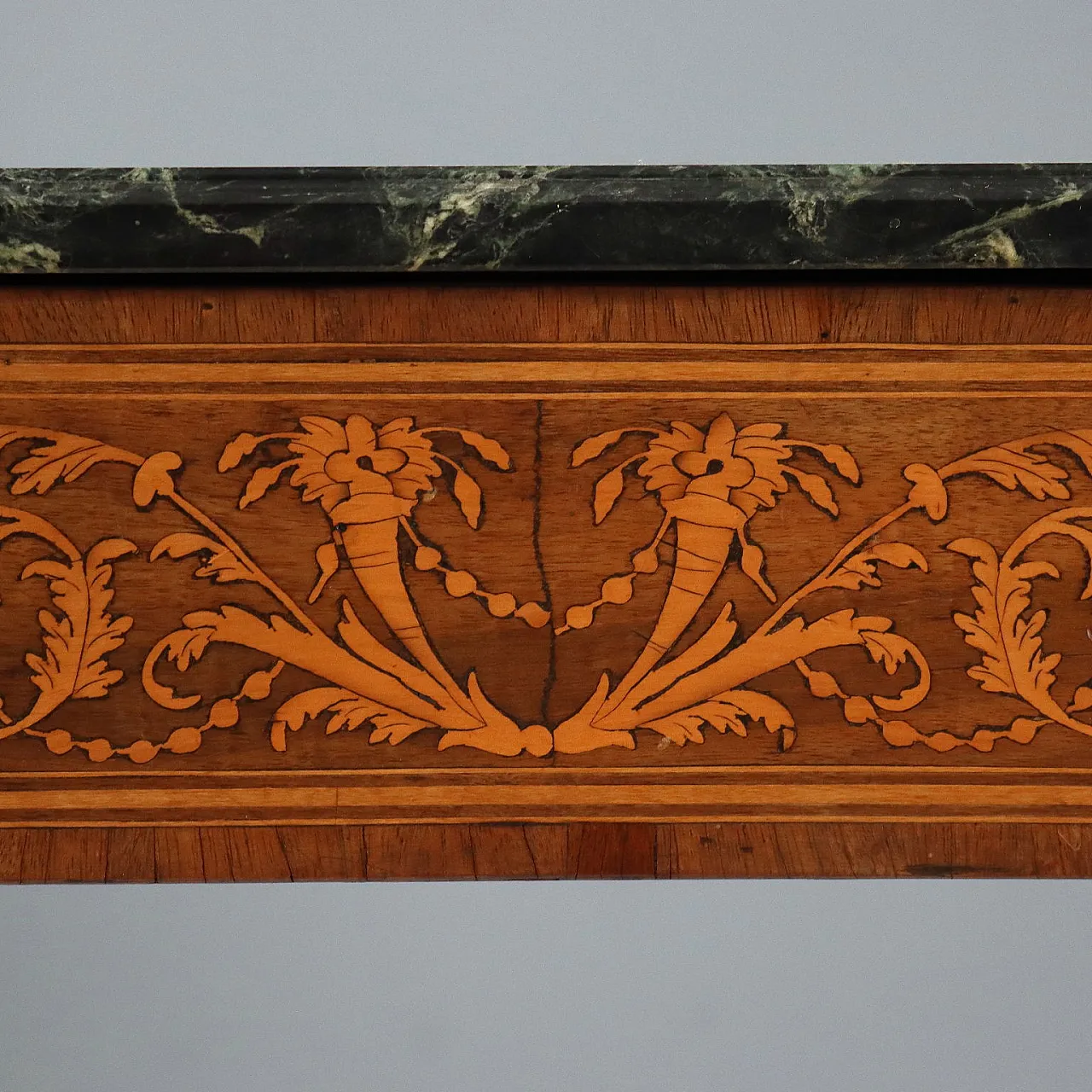 Neoclassical consolle in walnut, maple and marble, 18th century 6