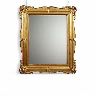 Specchiera in legno intagliato e dorato, fine '800