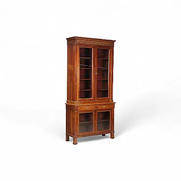 Vetrina Impero in noce con ante in vetro, primo '800