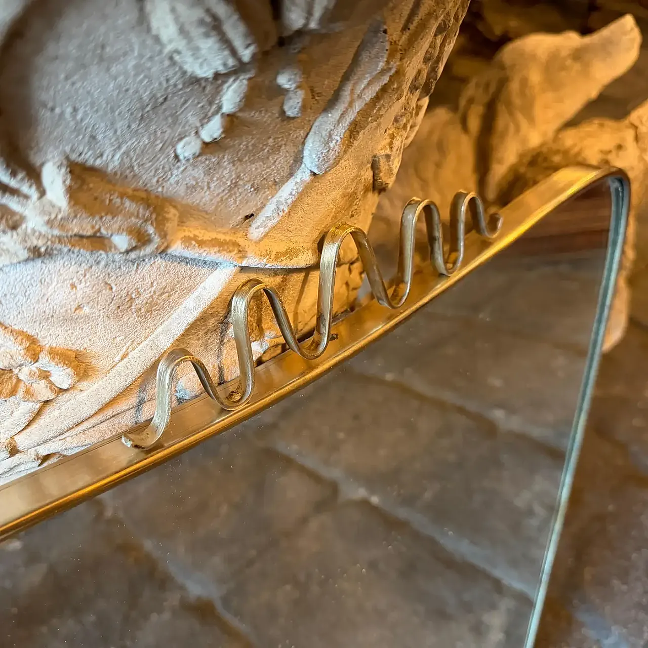 Specchio da parete in ottone di Gio Ponti, anni '50 2