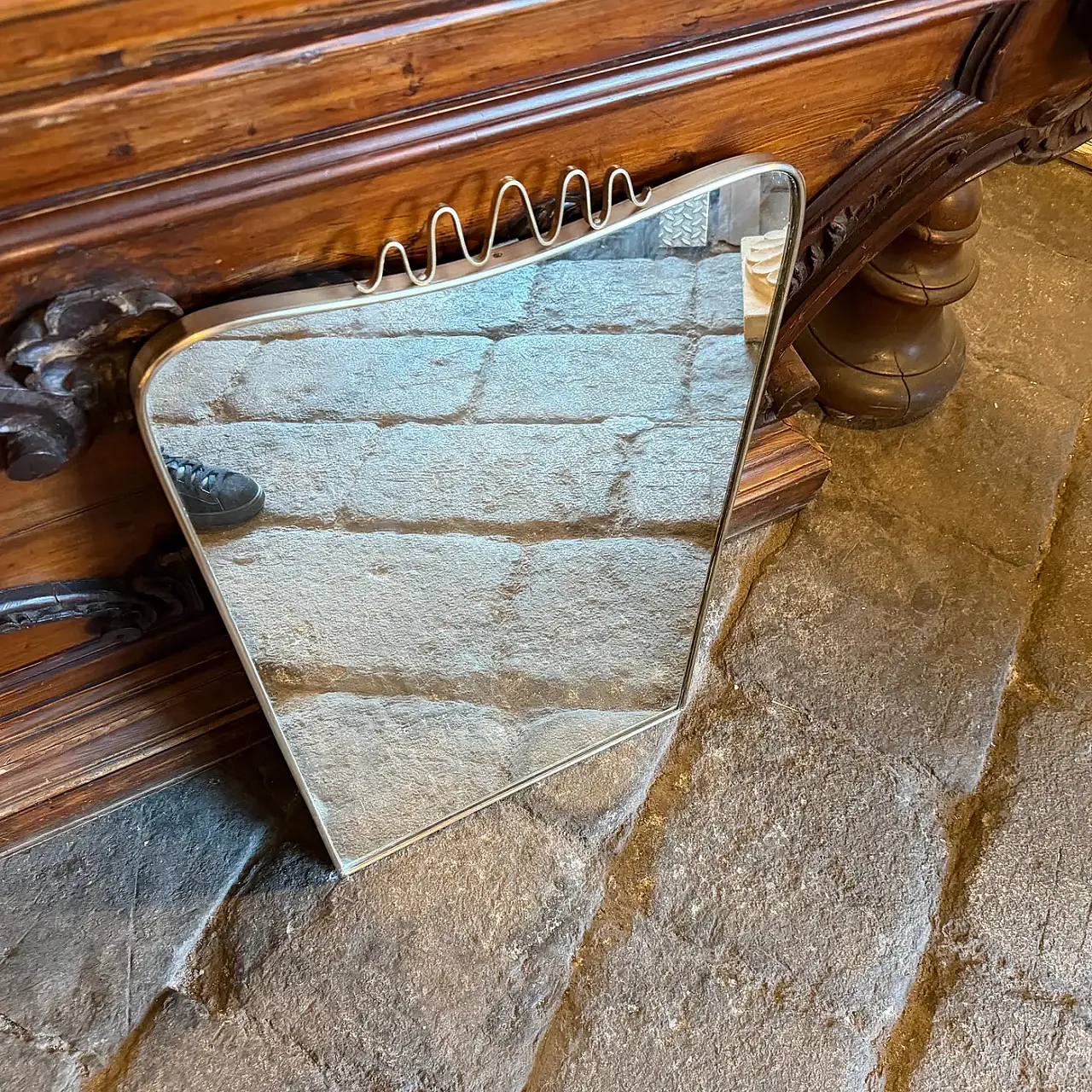 Specchio da parete in ottone di Gio Ponti, anni '50 6