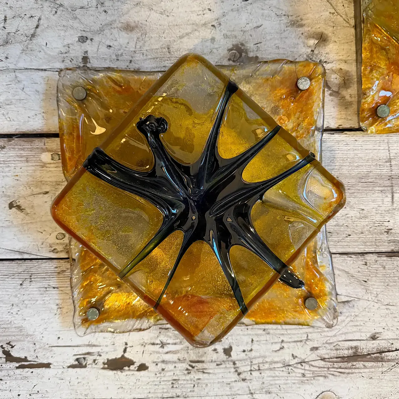 Pair of Murano glass chandeliers by Mazzega, 1970s 2