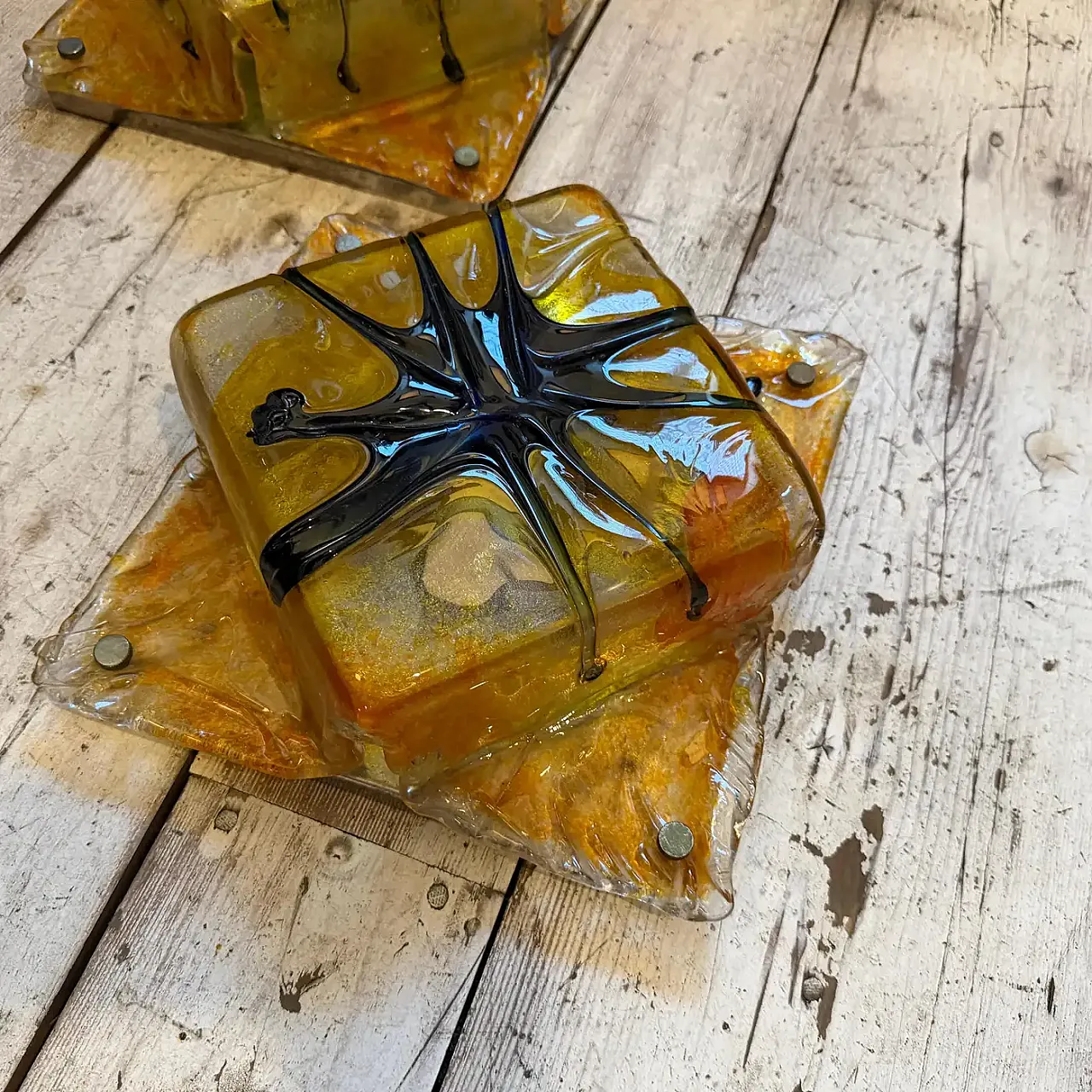 Pair of Murano glass chandeliers by Mazzega, 1970s 4