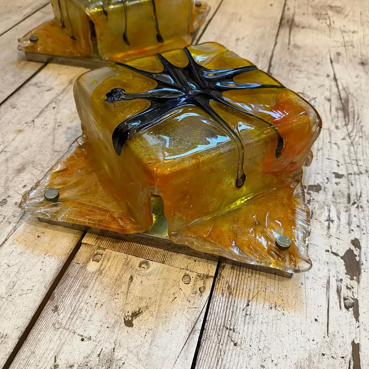 Pair of Murano glass chandeliers by Mazzega, 1970s 6