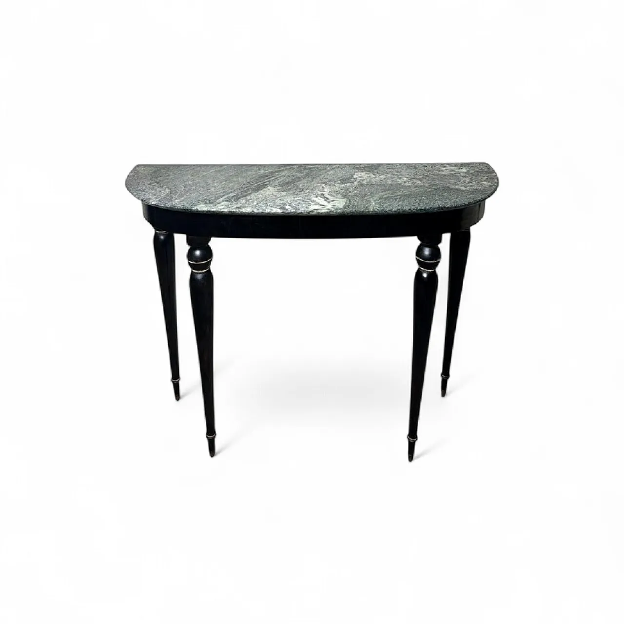 Console table in ebonized wood and Verde Alpi marble, 1950s 21