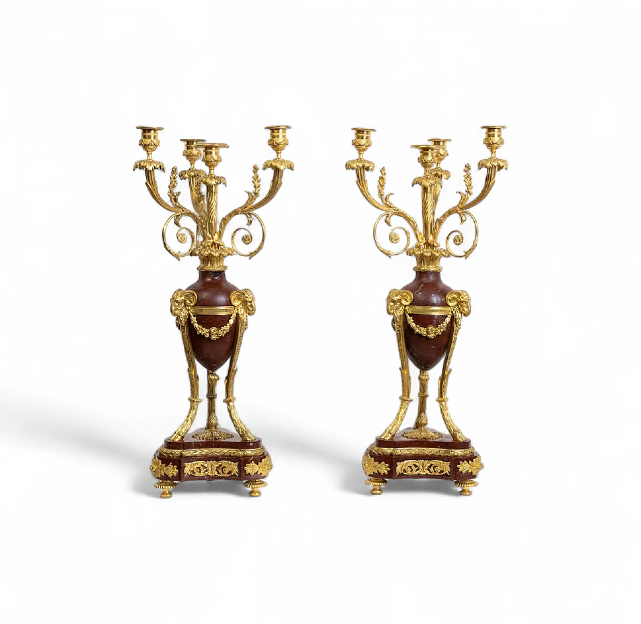 Coppia di candelabri Napoleone III in bronzo dorato, '800 6