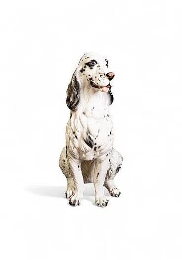 Scultura in porcellana policroma raffigurante Setter Inglese, anni '60
