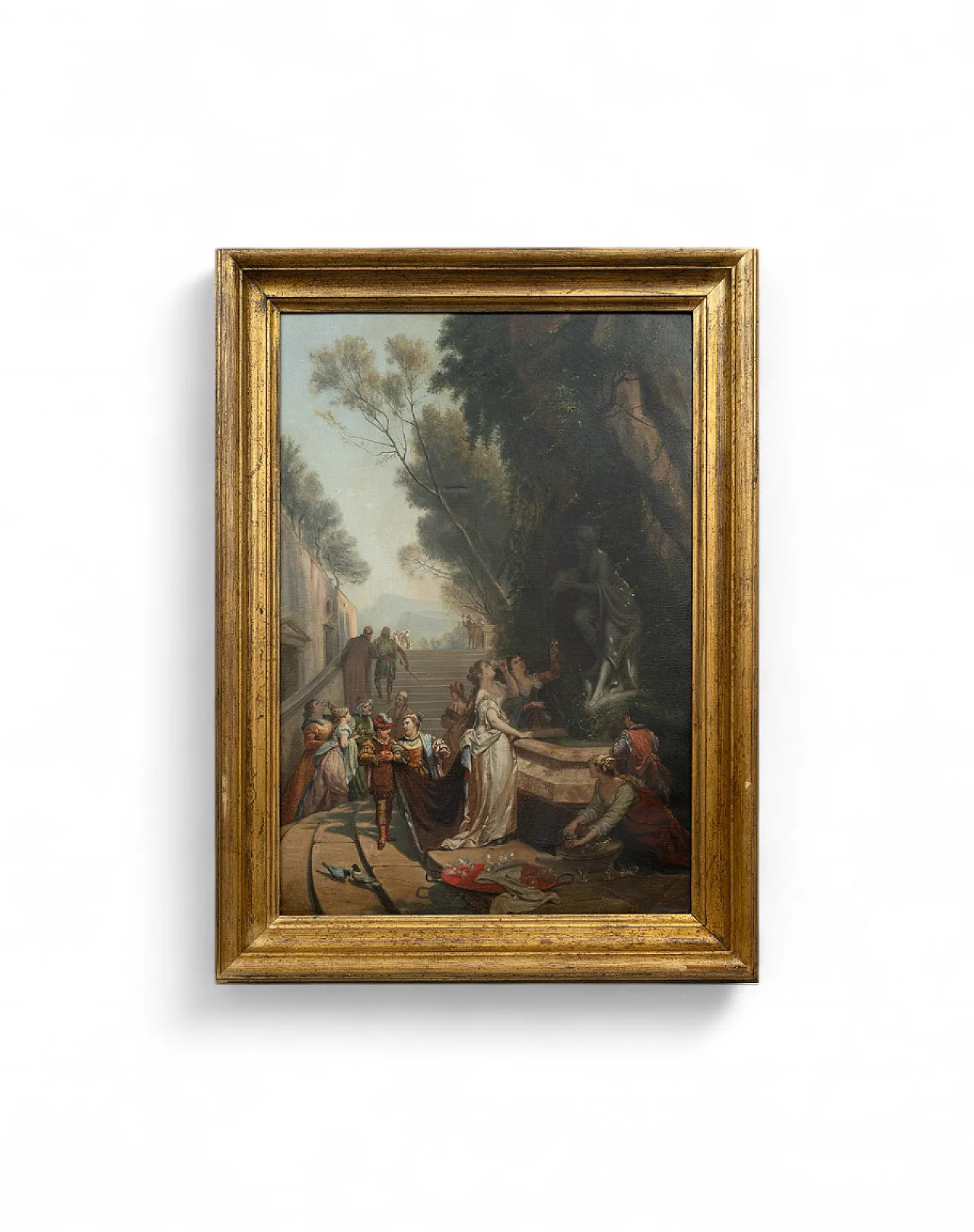 Dipinto olio su tela raffigurante una scena di genere, '700 6