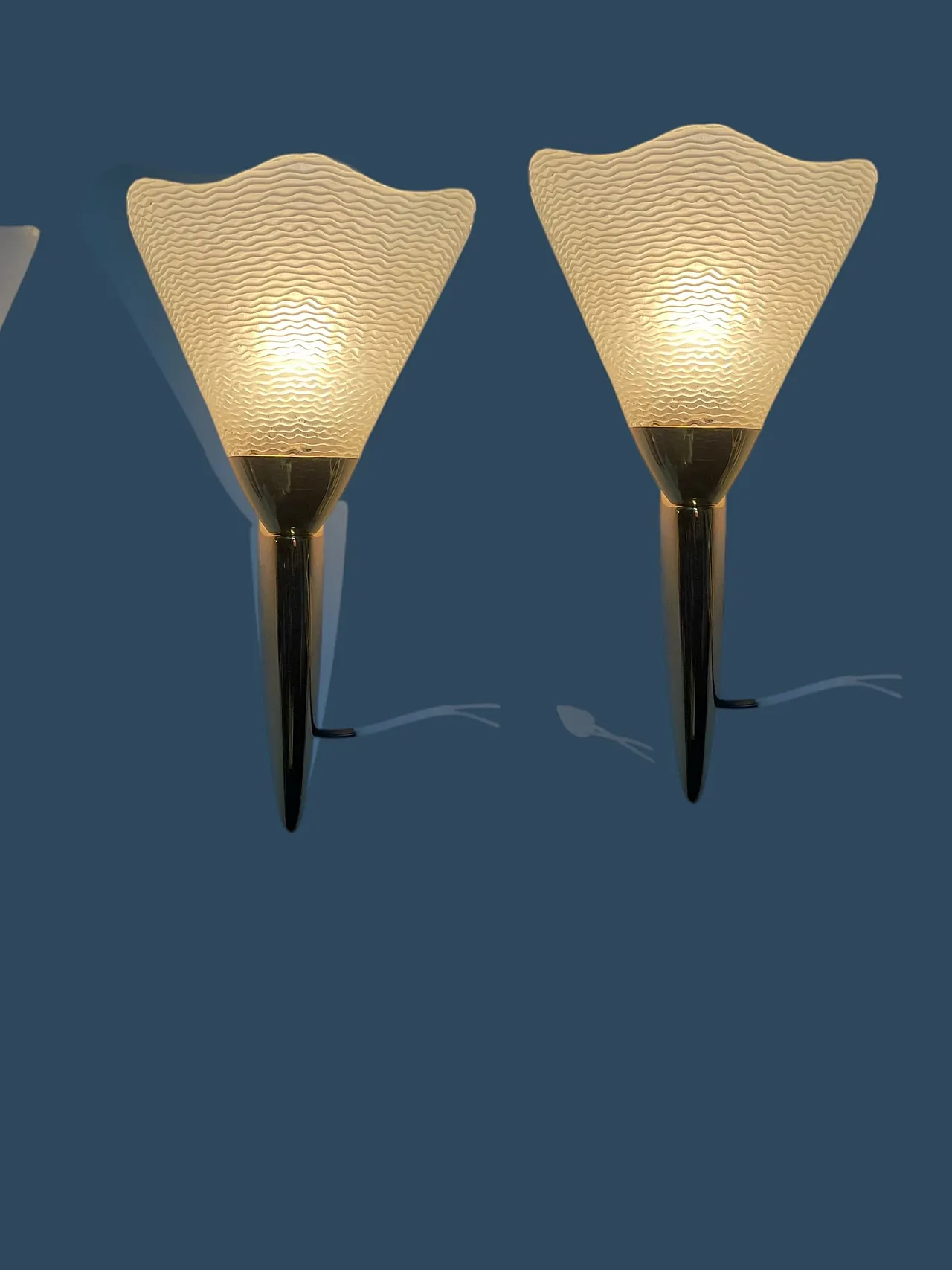 Murano glass and brass wall lights, 1970s, set of 2 2