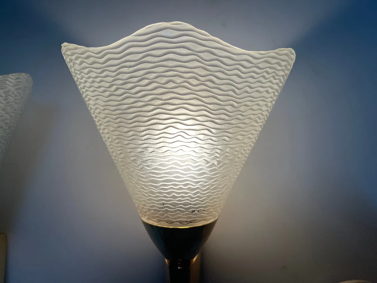 Murano glass and brass wall lights, 1970s, set of 2 4