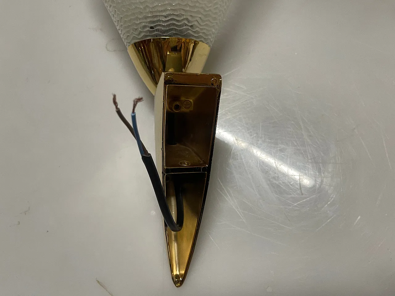 Murano glass and brass wall lights, 1970s, set of 2 5