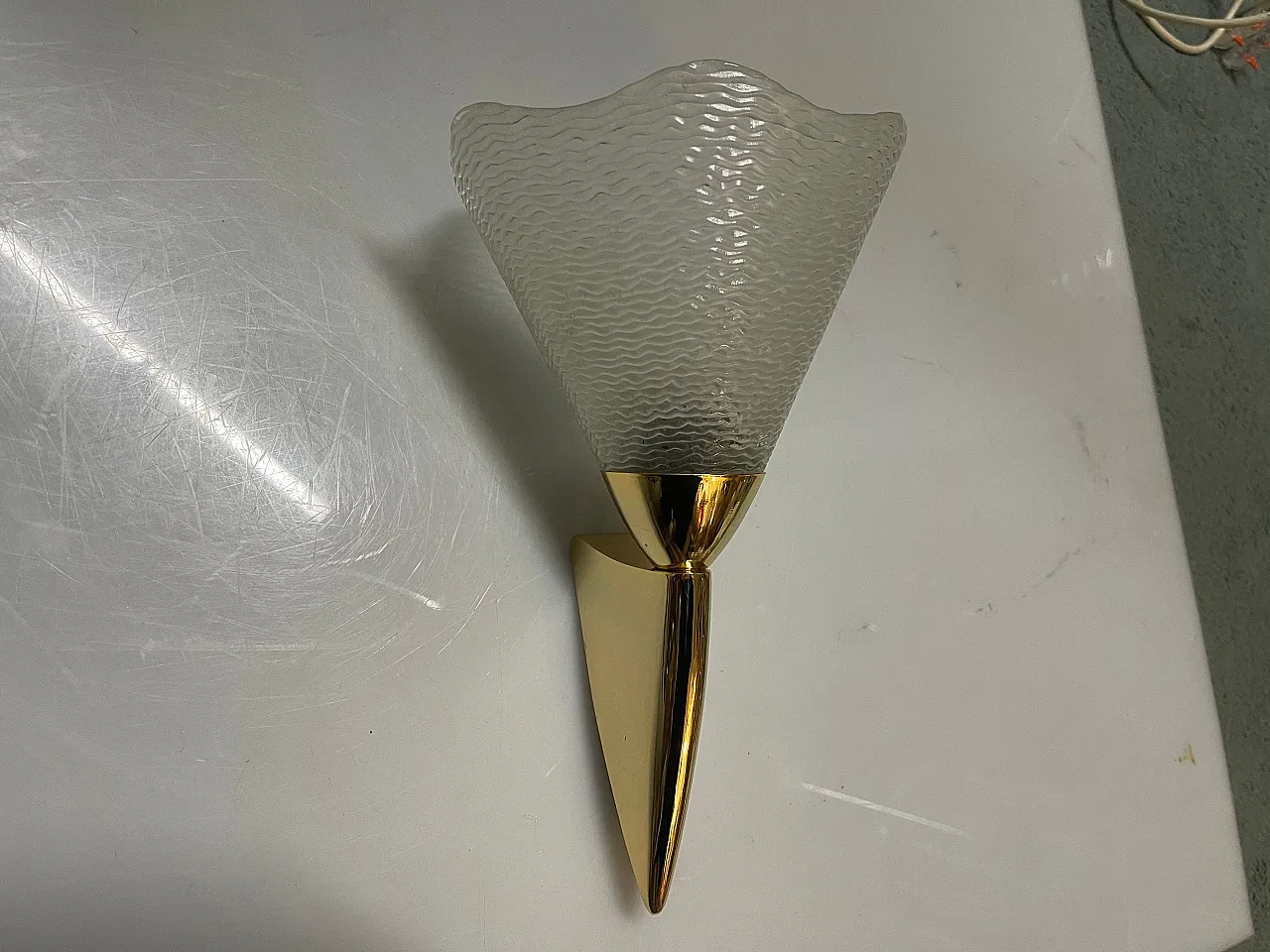 Murano glass and brass wall lights, 1970s, set of 2 6