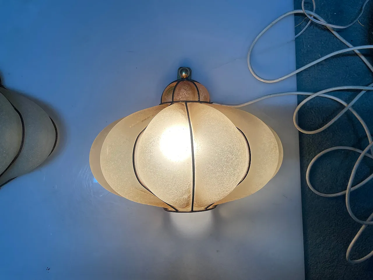 Italian wrought iron and Murano glass wall sconce, 1960s, set of 2 2