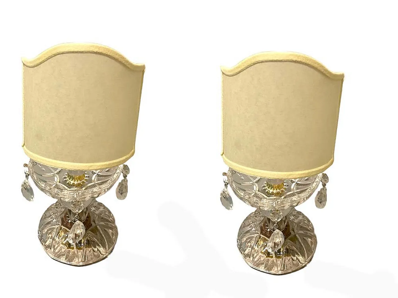 Crystal table lamps, Italy, 1960s, set of 2 1
