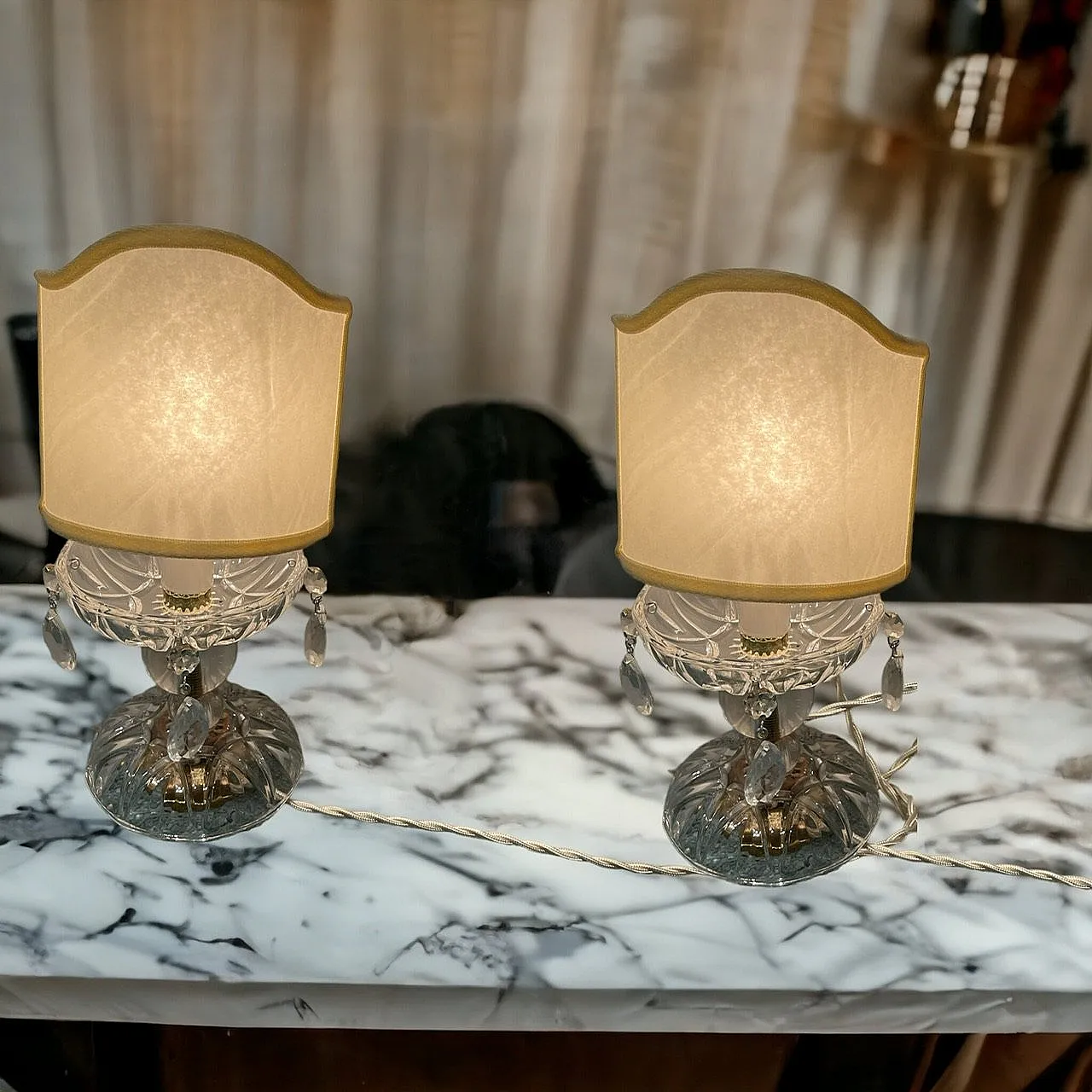 Crystal table lamps, Italy, 1960s, set of 2 3