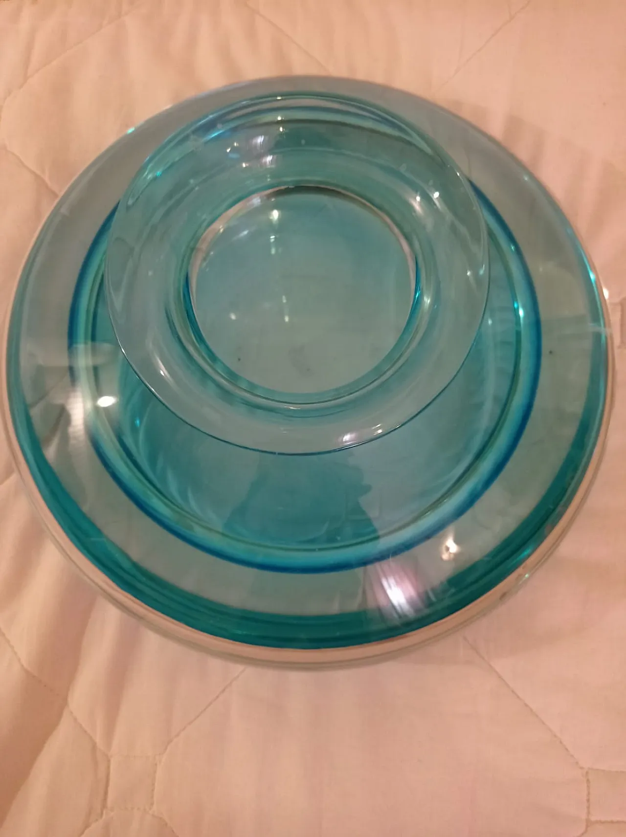 Vaso sommerso in Vetro di Murano turchese e cristallo, anni '70 2