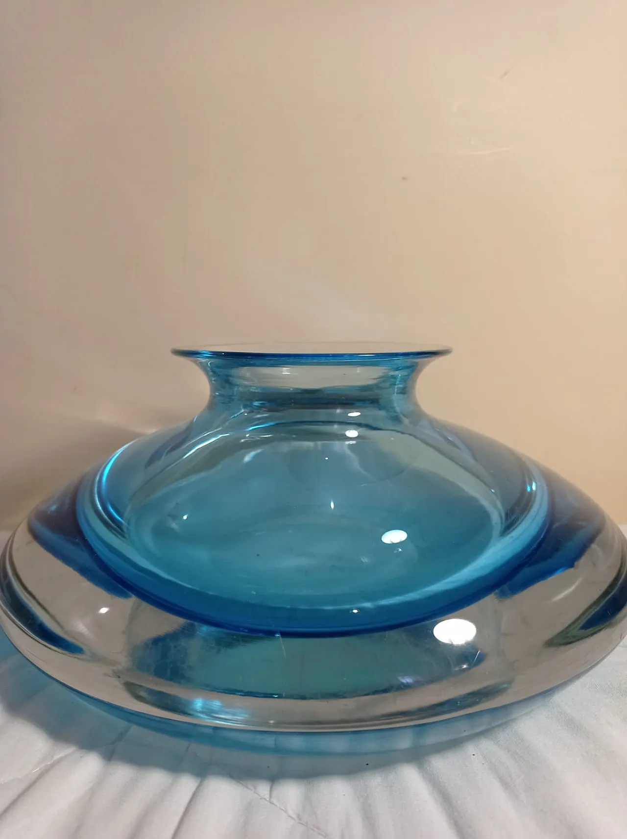 Vaso sommerso in Vetro di Murano turchese e cristallo, anni '70 7