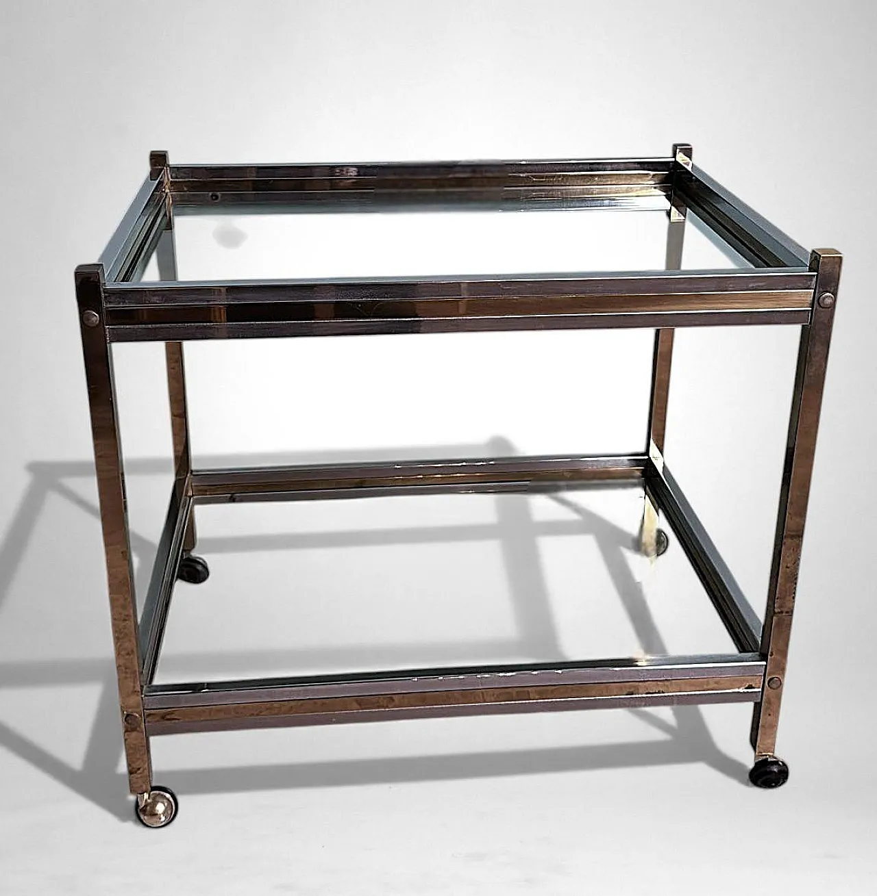 Romeo Rega brass and steel bar cart, 1960s 5