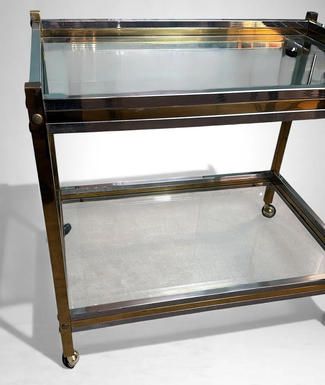 Romeo Rega brass and steel bar cart, 1960s 7