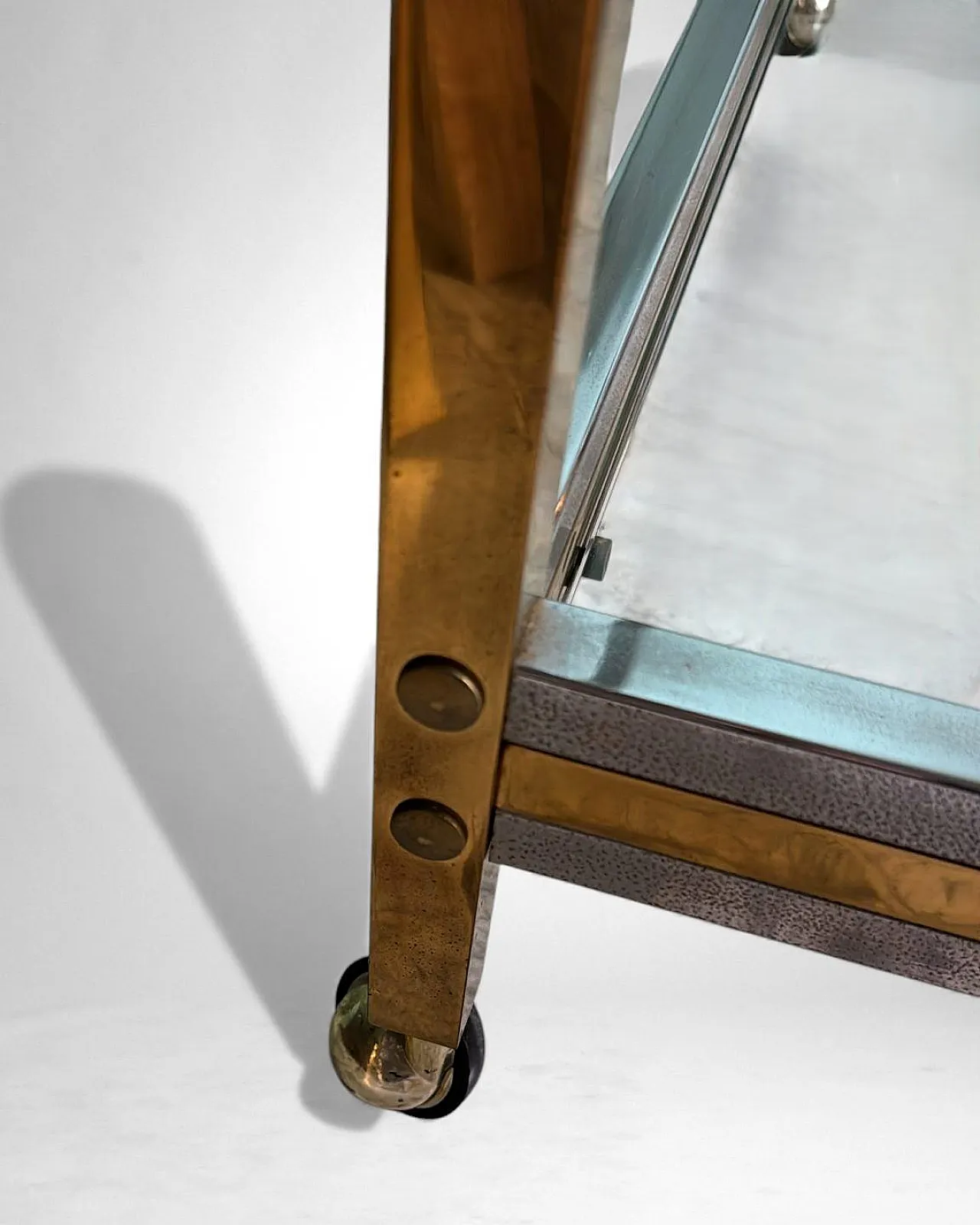 Romeo Rega brass and steel bar cart, 1960s 12