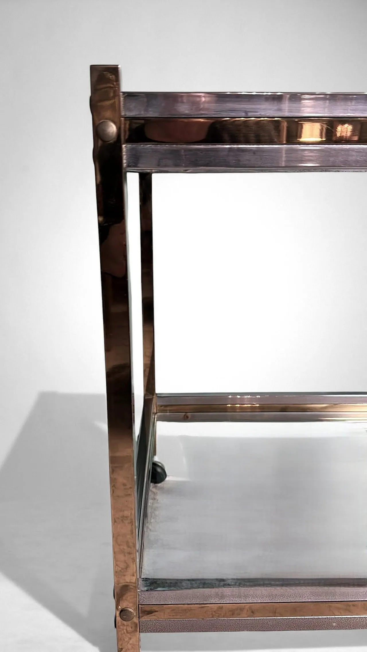 Romeo Rega brass and steel bar cart, 1960s 13