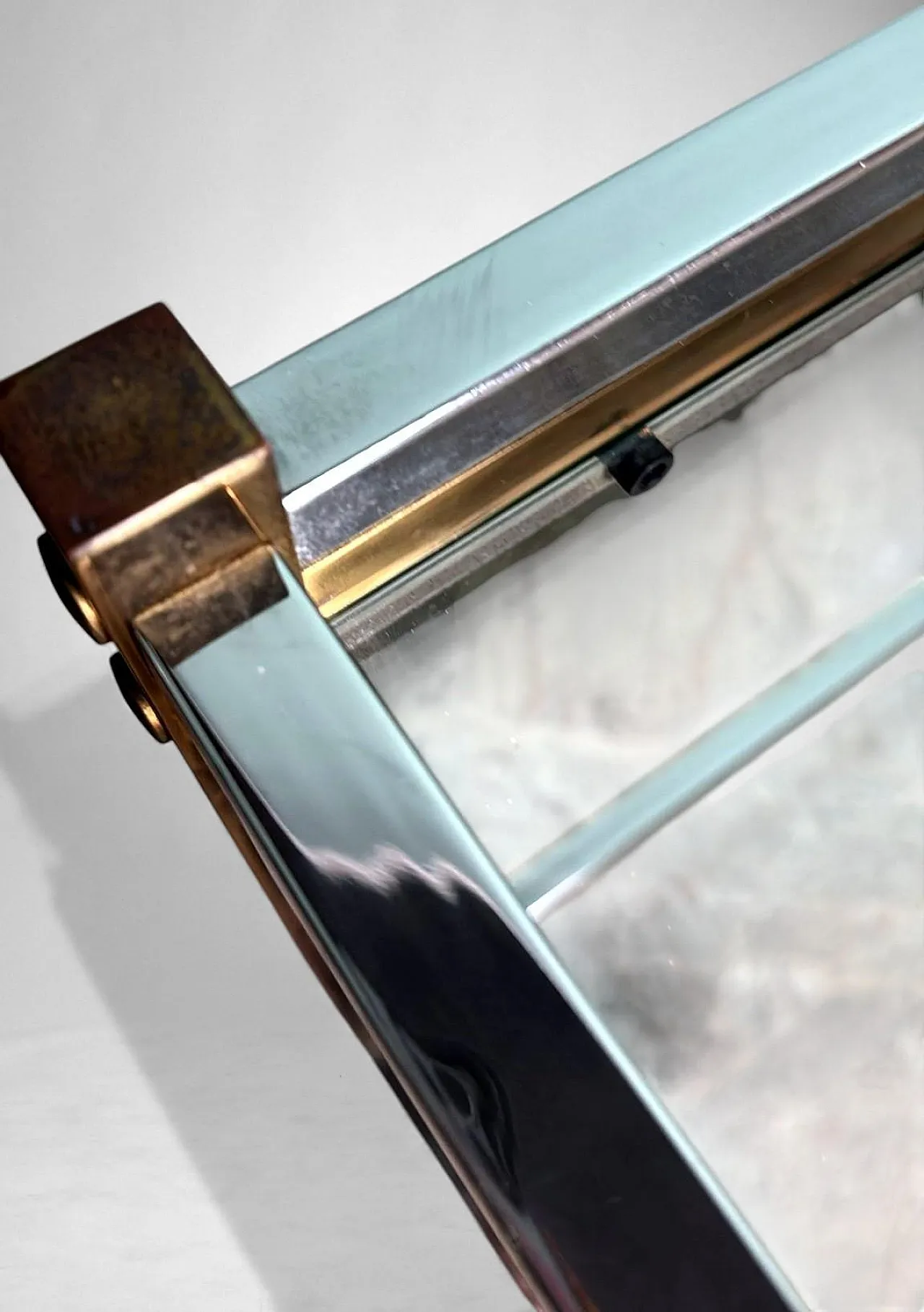 Romeo Rega brass and steel bar cart, 1960s 15