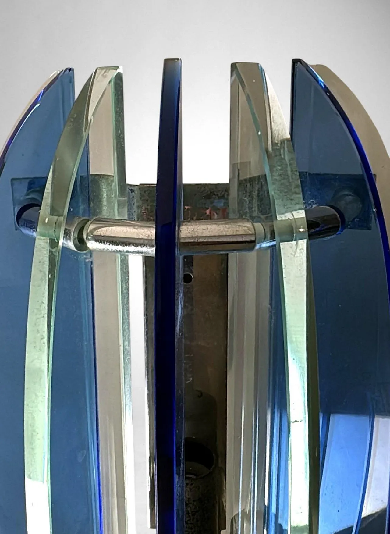 Pair of wall lamps in steel and crystal by Veca for Fontana Arte, 1970 14