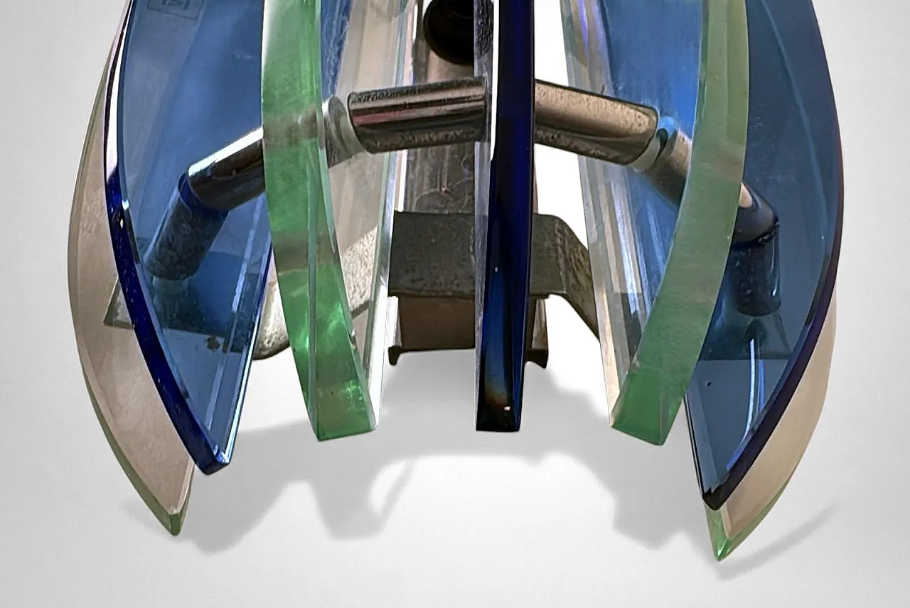 Pair of wall lamps in steel and crystal by Veca for Fontana Arte, 1970 16