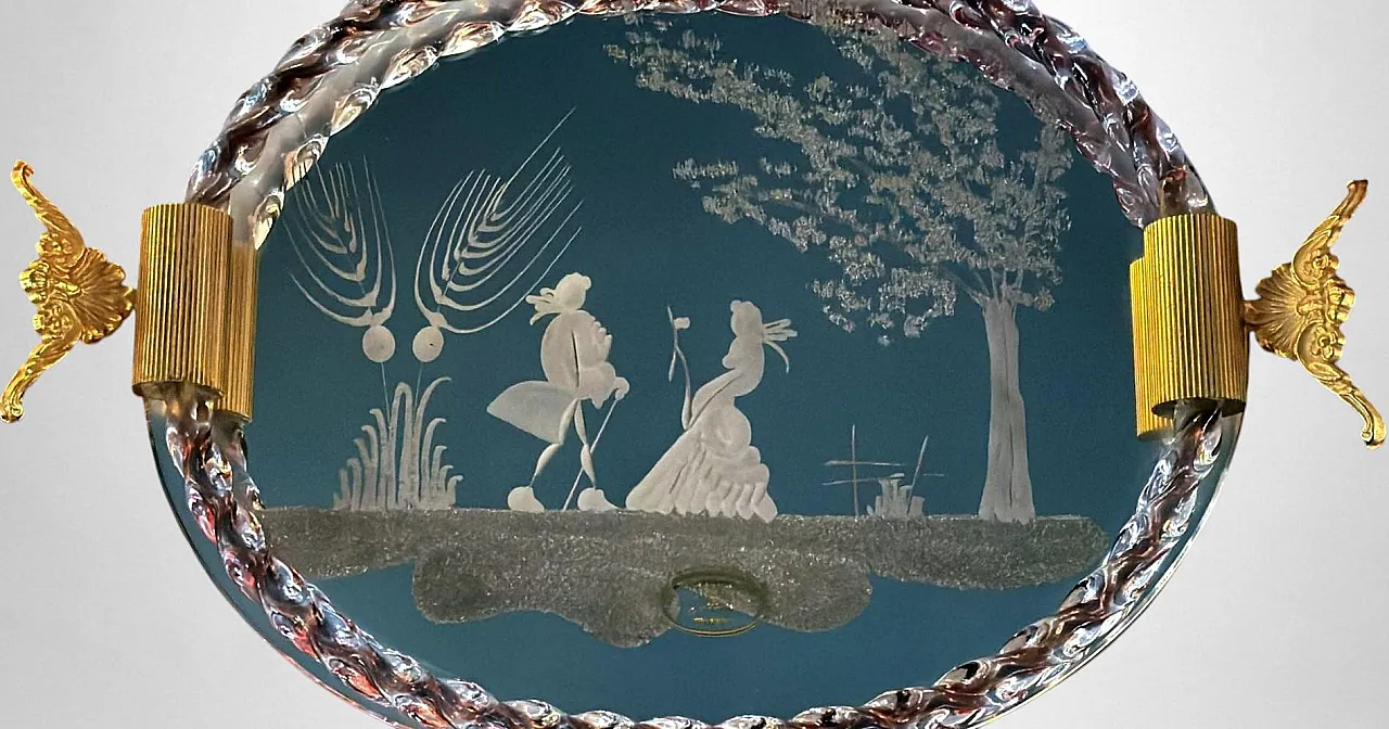 Murano Venier glassworks hand-engraved mirrored tray, 20th century 5
