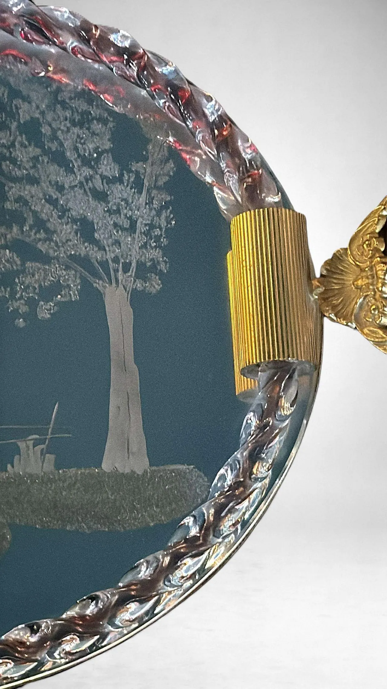 Murano Venier glassworks hand-engraved mirrored tray, 20th century 8