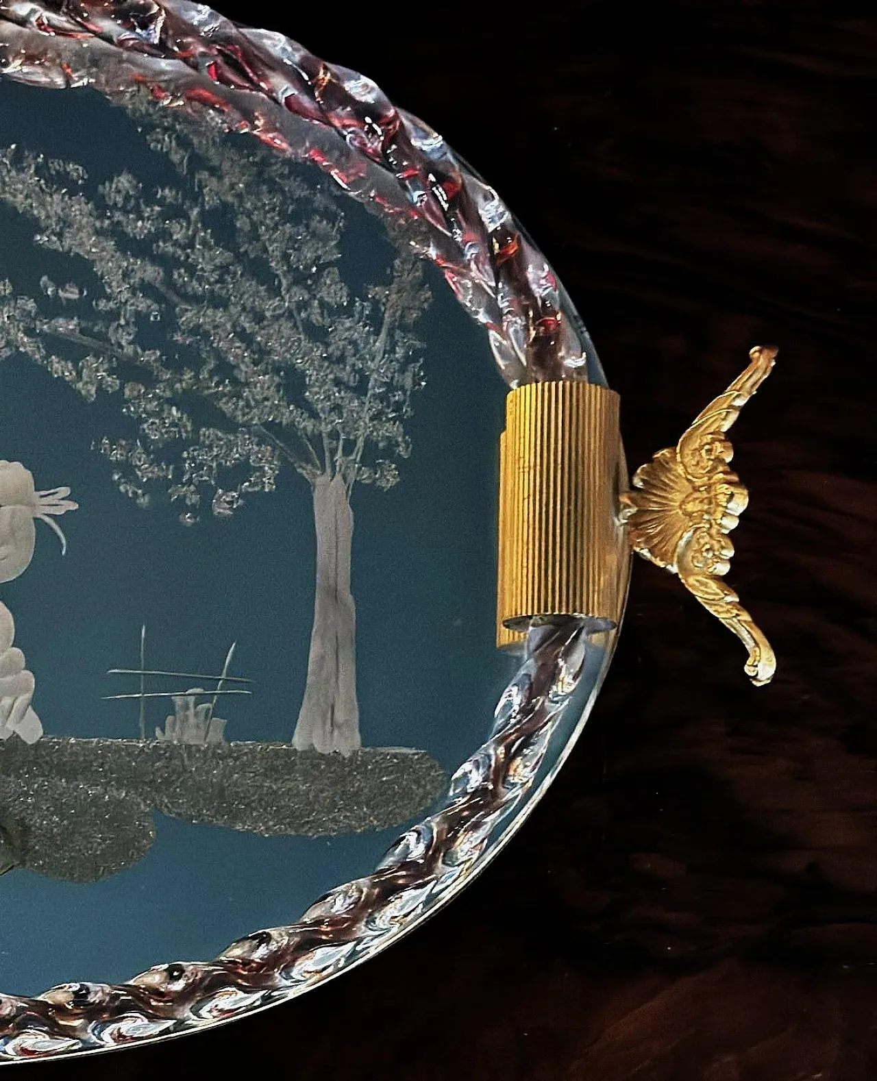 Murano Venier glassworks hand-engraved mirrored tray, 20th century 13