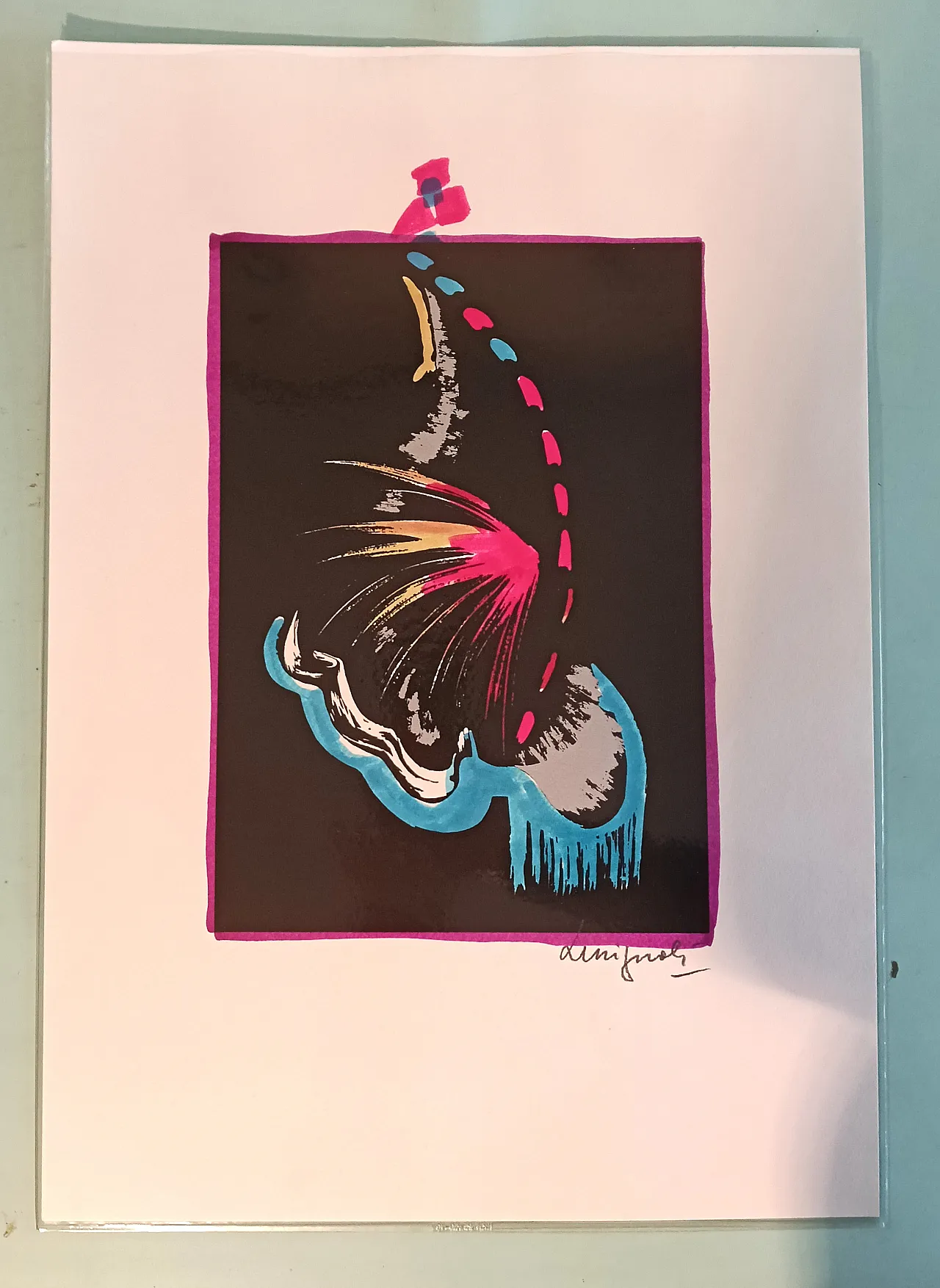 Lot of lithographs with manual intervention, 70s 3