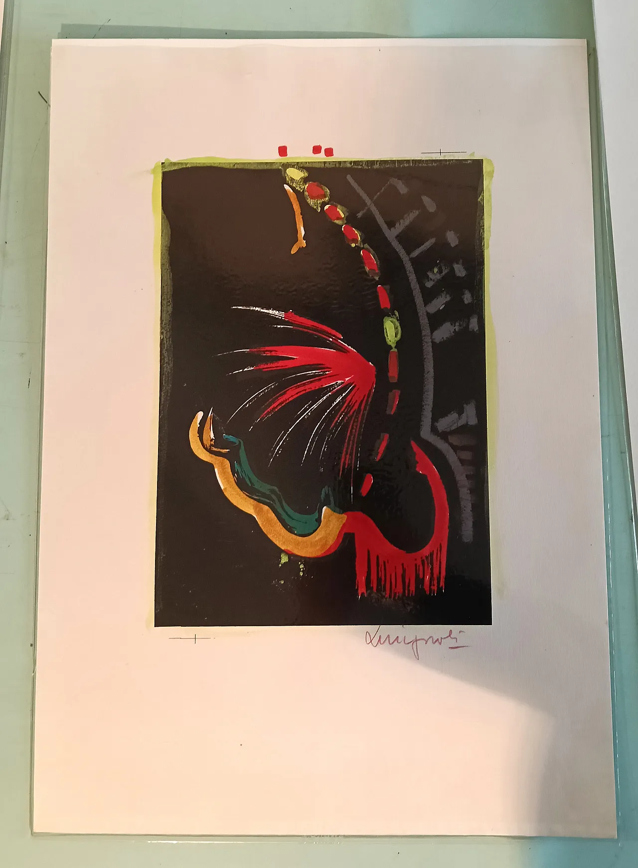 Lot of lithographs with manual intervention, 70s 4