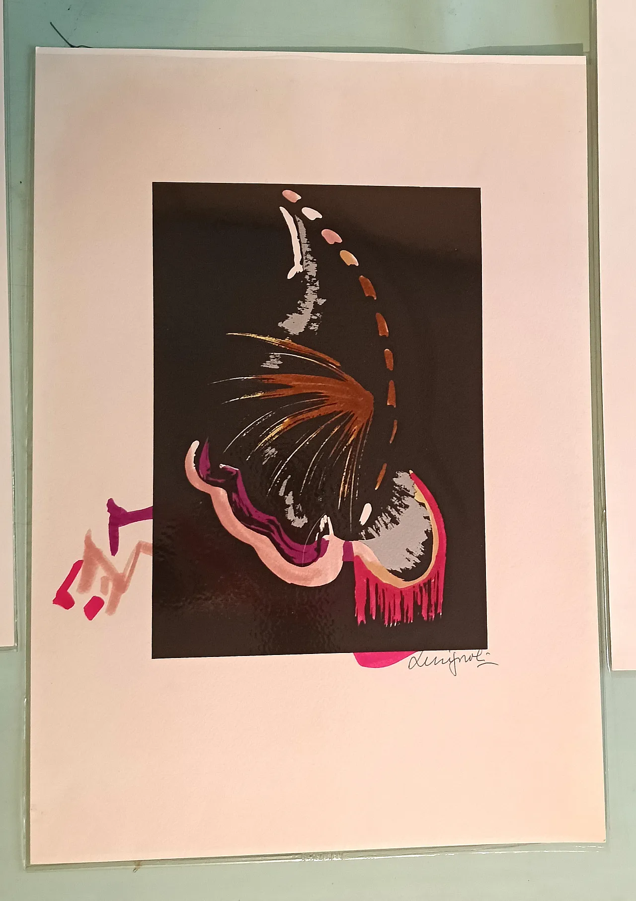 Lot of lithographs with manual intervention, 70s 11