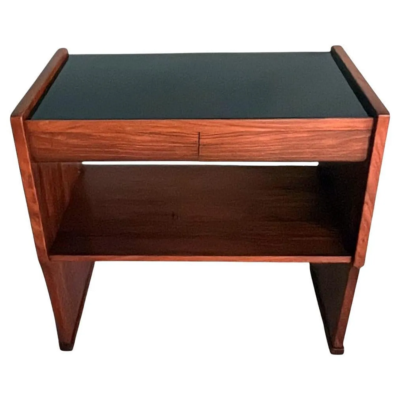 Mid-Century Modern console in walnut with glass top, 1970s 1
