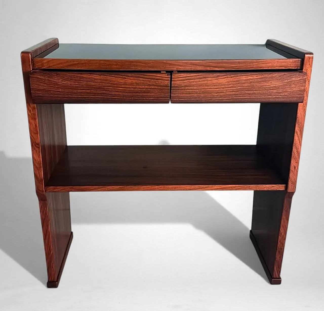 Mid-Century Modern console in walnut with glass top, 1970s 2