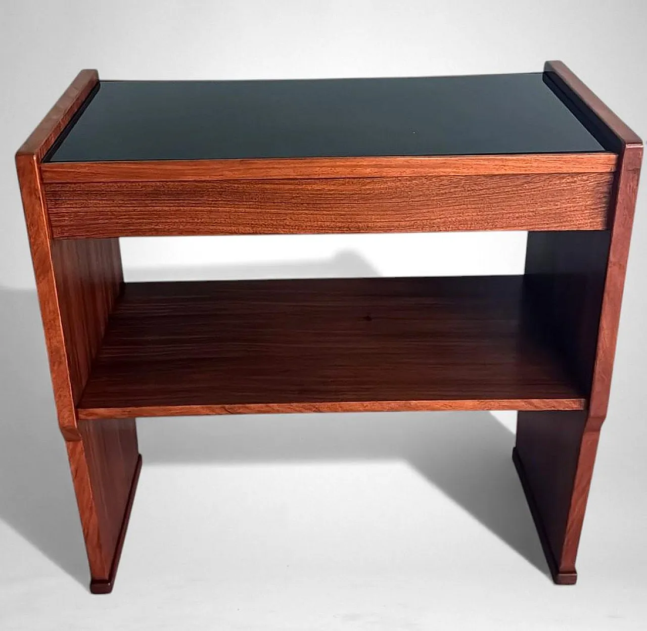 Mid-Century Modern console in walnut with glass top, 1970s 6