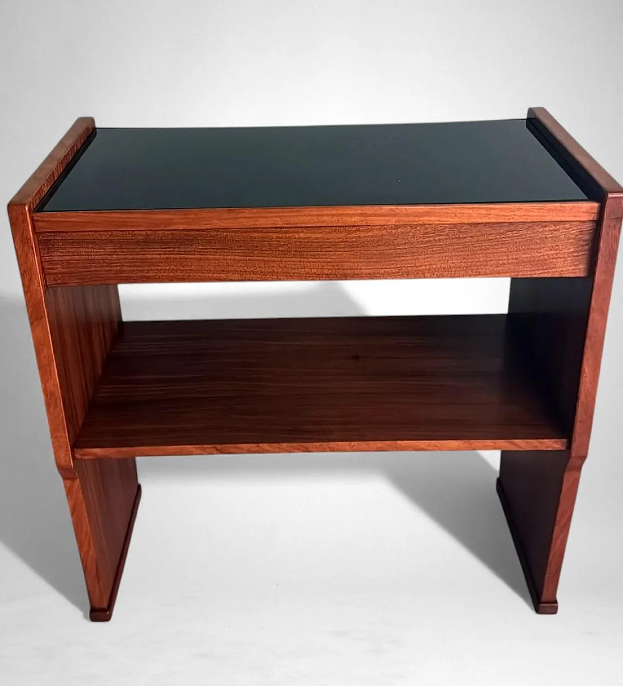 Mid-Century Modern console in walnut with glass top, 1970s 7
